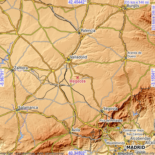 Topographic map of Megeces