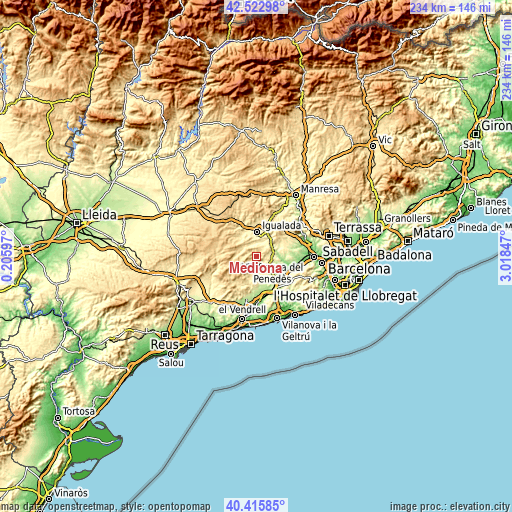 Topographic map of Mediona