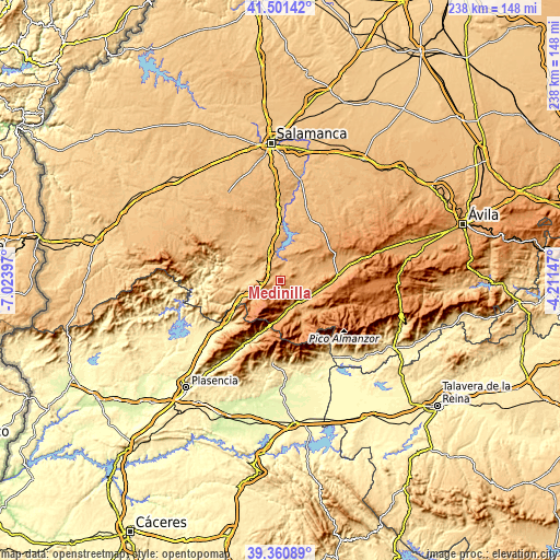 Topographic map of Medinilla