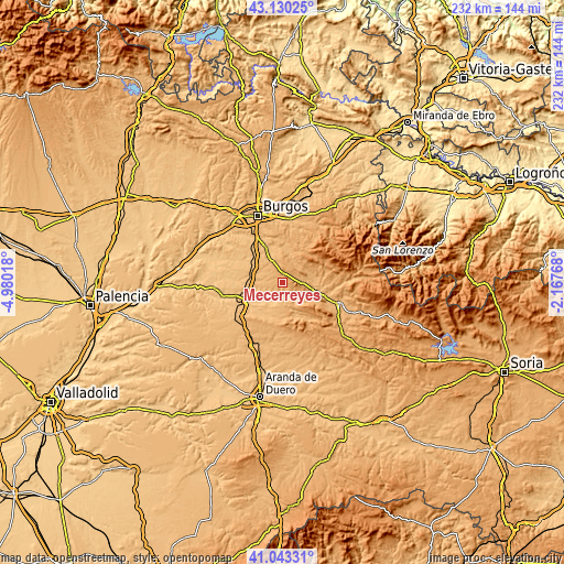 Topographic map of Mecerreyes