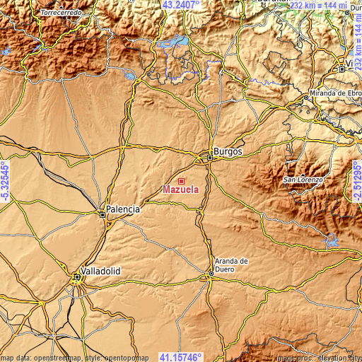 Topographic map of Mazuela