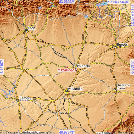 Topographic map of Mazariegos