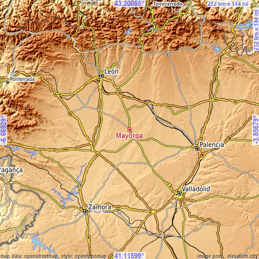 Topographic map of Mayorga