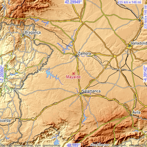 Topographic map of Mayalde