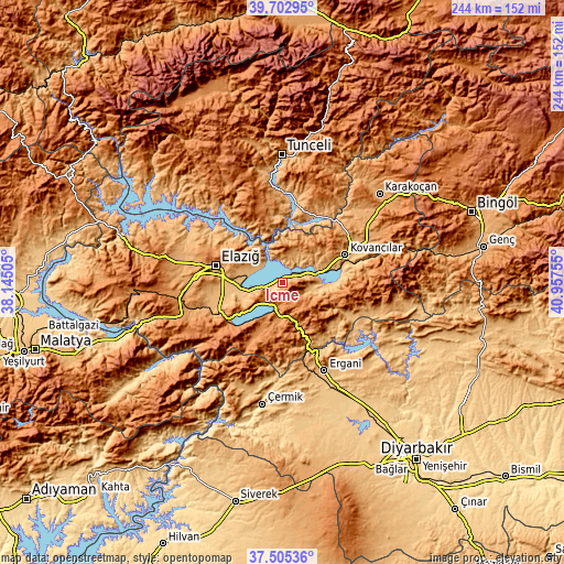 Topographic map of İçme