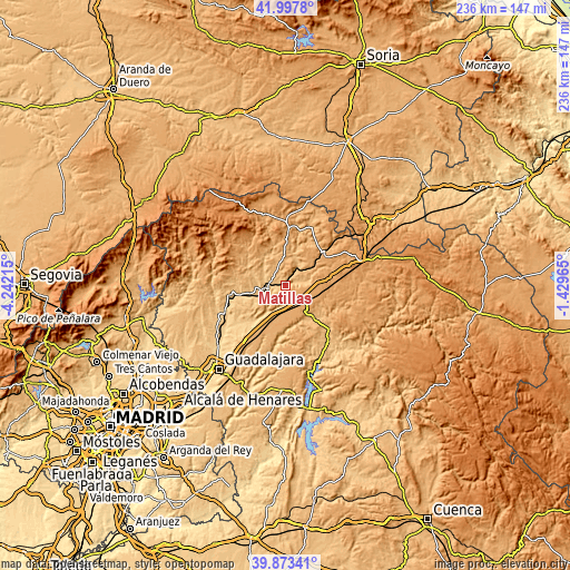 Topographic map of Matillas