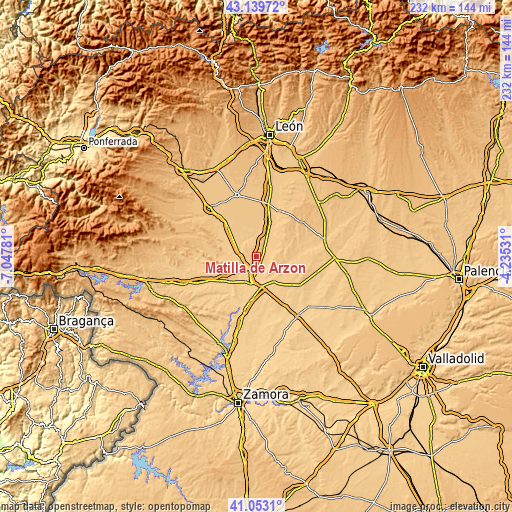 Topographic map of Matilla de Arzón