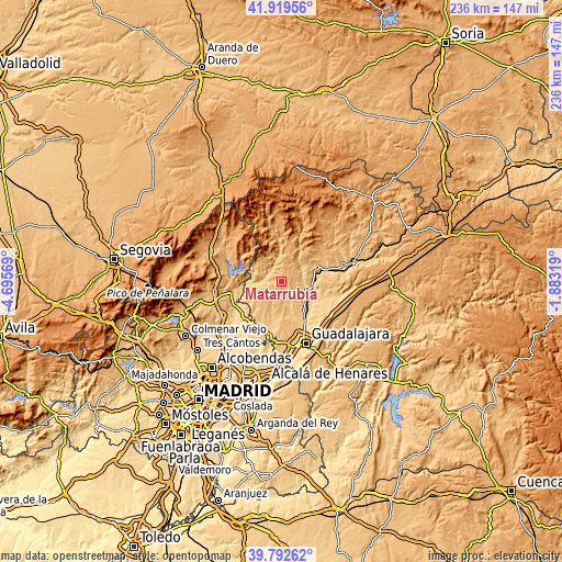 Topographic map of Matarrubia