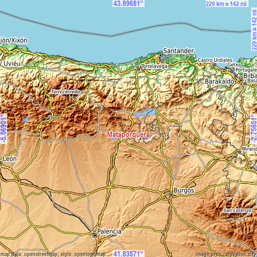 Topographic map of Mataporquera