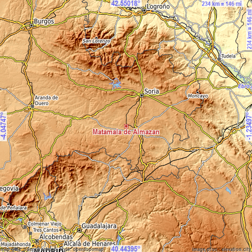 Topographic map of Matamala de Almazán