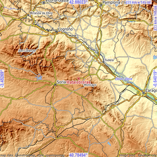 Topographic map of Matalebreras