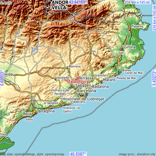 Topographic map of Matadepera