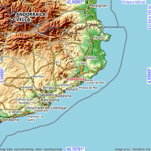 Topographic map of Massanes