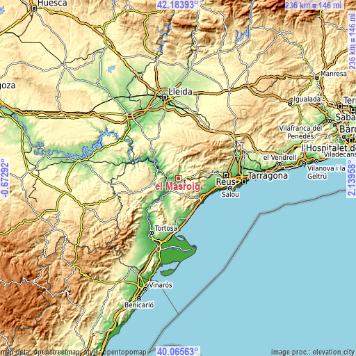 Topographic map of el Masroig