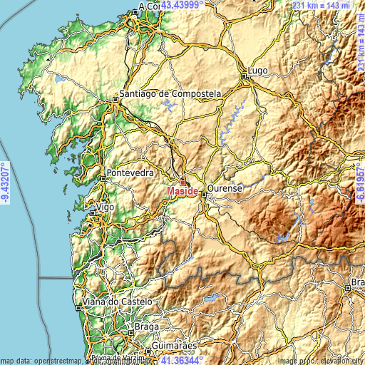 Topographic map of Maside