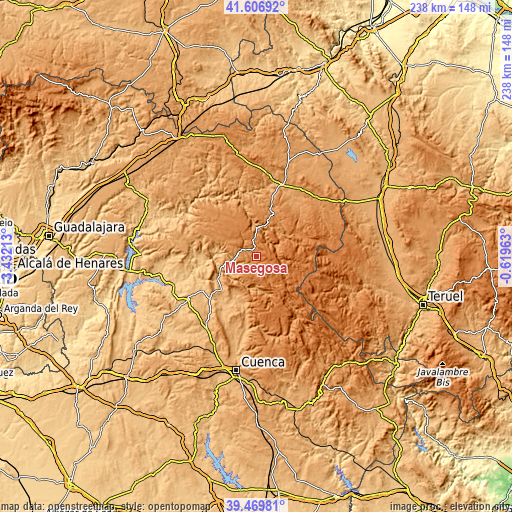 Topographic map of Masegosa