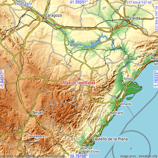 Topographic map of Mas de las Matas