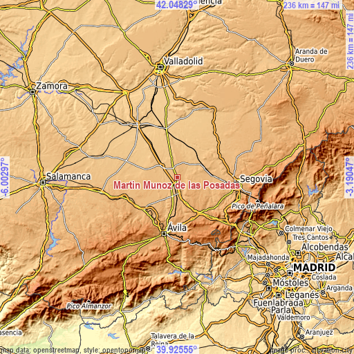 Topographic map of Martín Muñoz de las Posadas