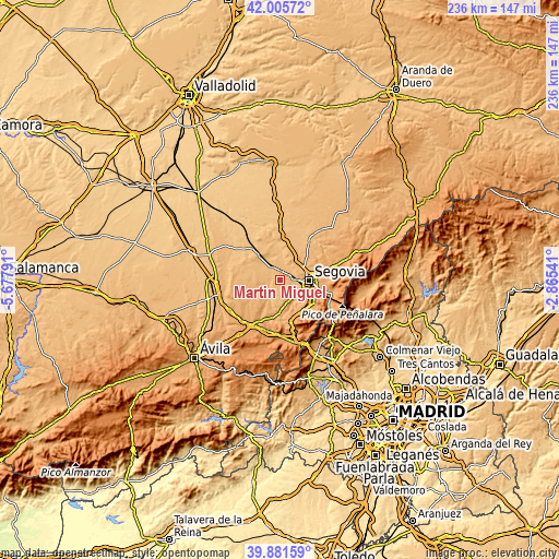 Topographic map of Martín Miguel