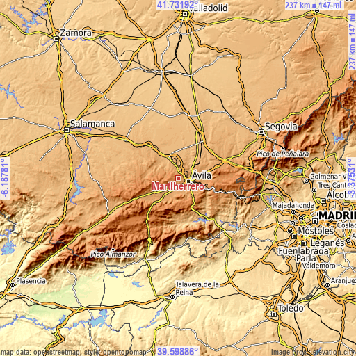 Topographic map of Martiherrero