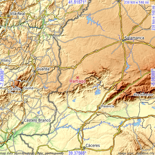 Topographic map of Martiago