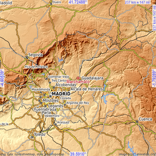 Topographic map of Marchamalo