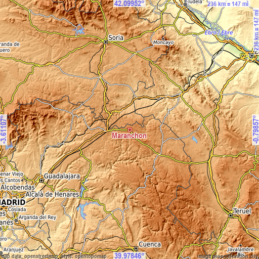 Topographic map of Maranchón