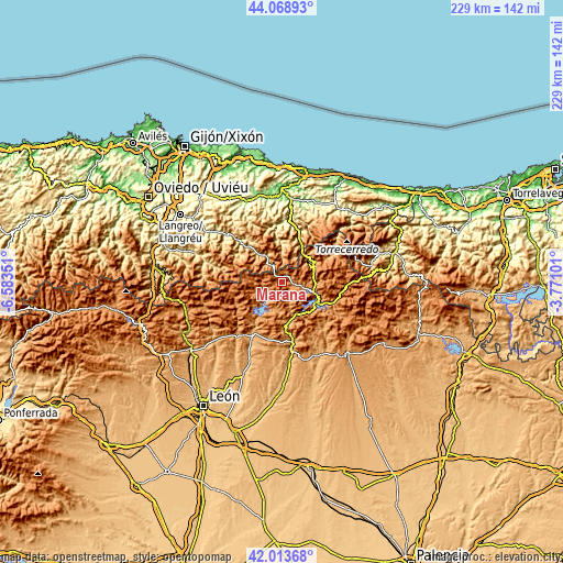 Topographic map of Maraña