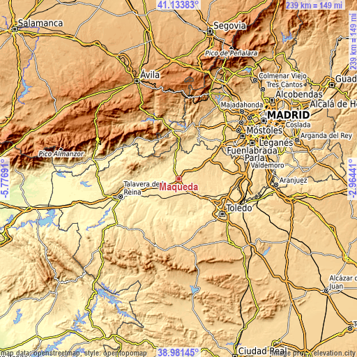 Topographic map of Maqueda