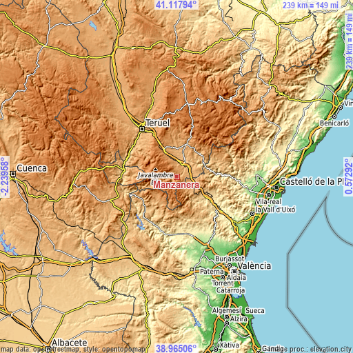 Topographic map of Manzanera