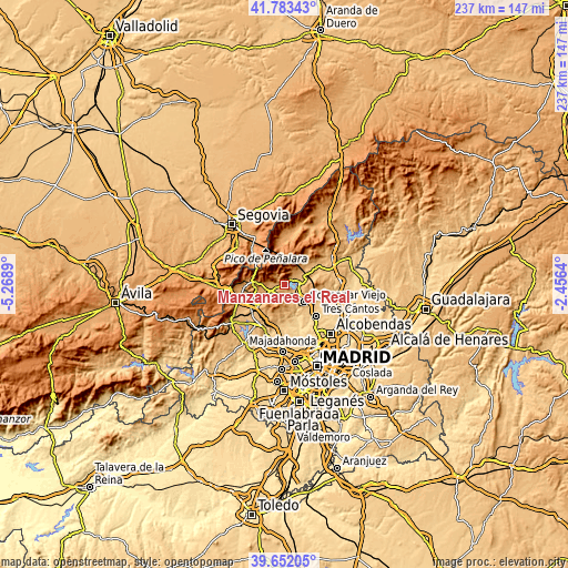 Topographic map of Manzanares el Real