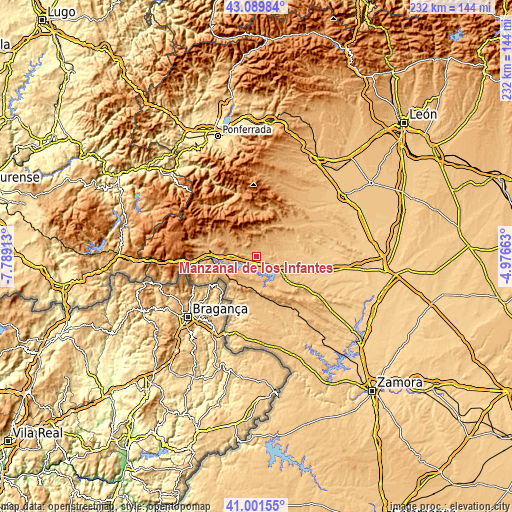 Topographic map of Manzanal de los Infantes