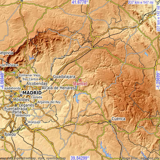 Topographic map of Mantiel