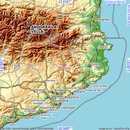 Topographic map of Manlleu