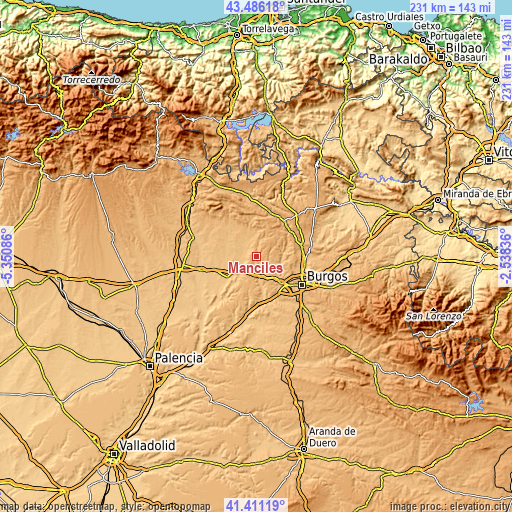 Topographic map of Manciles