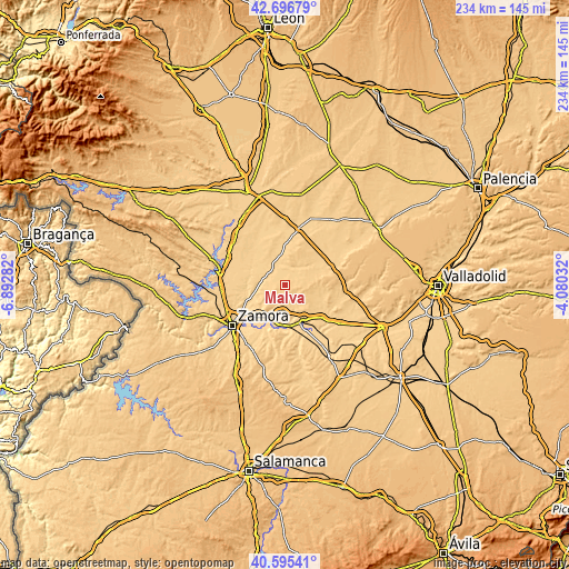 Topographic map of Malva