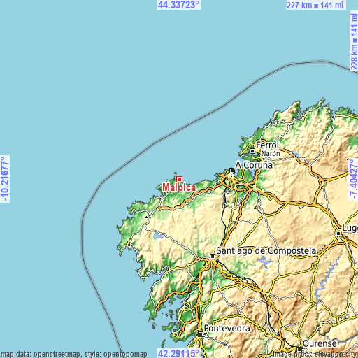 Topographic map of Malpica