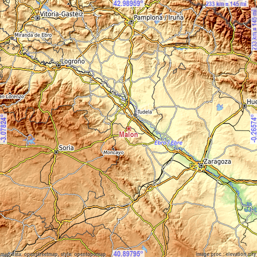 Topographic map of Malón