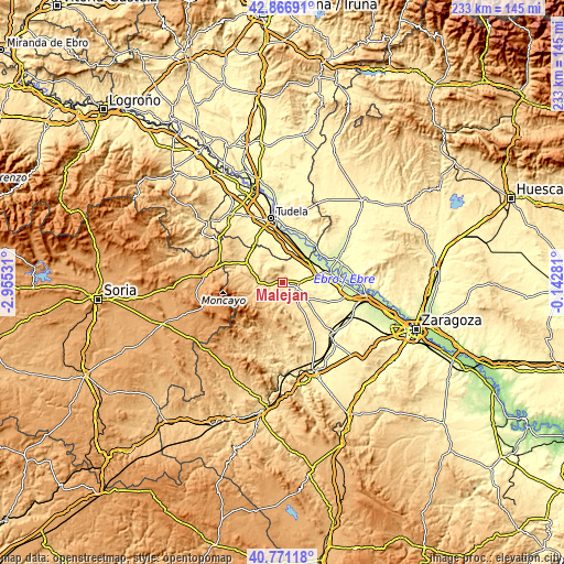 Topographic map of Maleján