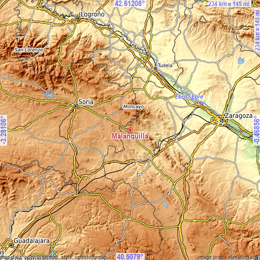 Topographic map of Malanquilla