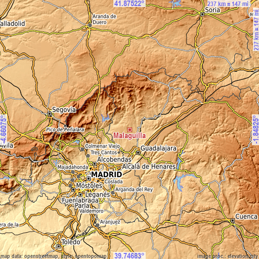 Topographic map of Malaguilla