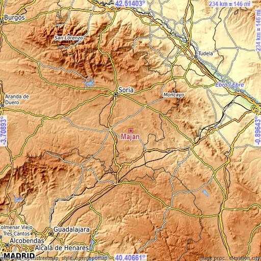 Topographic map of Maján