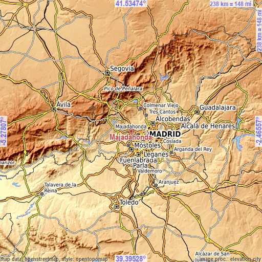 Topographic map of Majadahonda