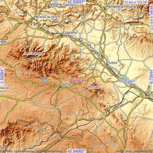 Topographic map of Magaña