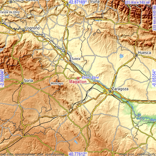 Topographic map of Magallón