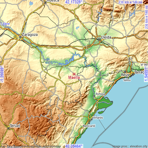 Topographic map of Maella