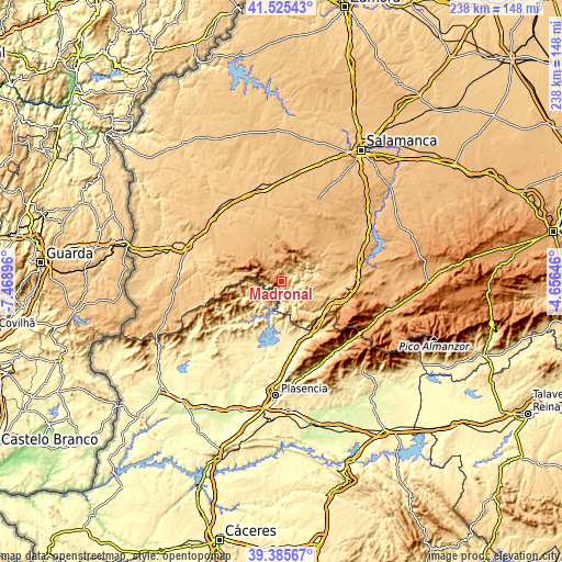 Topographic map of Madroñal