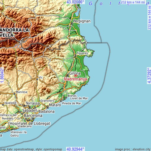 Topographic map of Madremanya