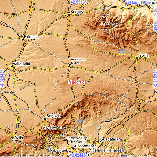 Topographic map of Maderuelo