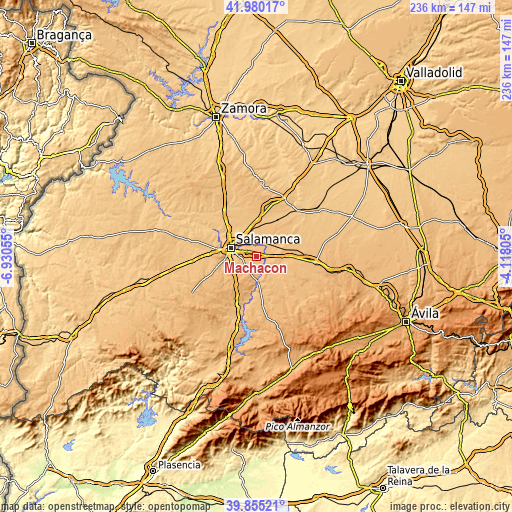 Topographic map of Machacón